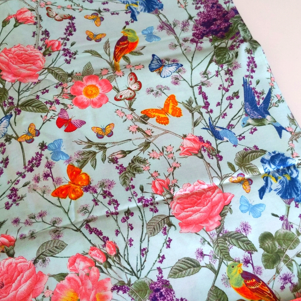 5 yard piece Michael Miller At The Conservatory cotton fabric aqua garden